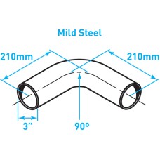 Exhaust Elbow 90º Bend, Mild Steel - 3"